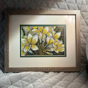 Cindy Conklin Signed Scratchwork Lithograph - Plumeria